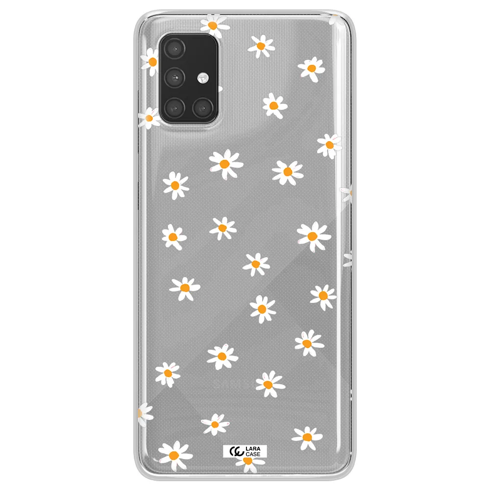 a white background with orange dots Samsung A71 Clear TPU Case