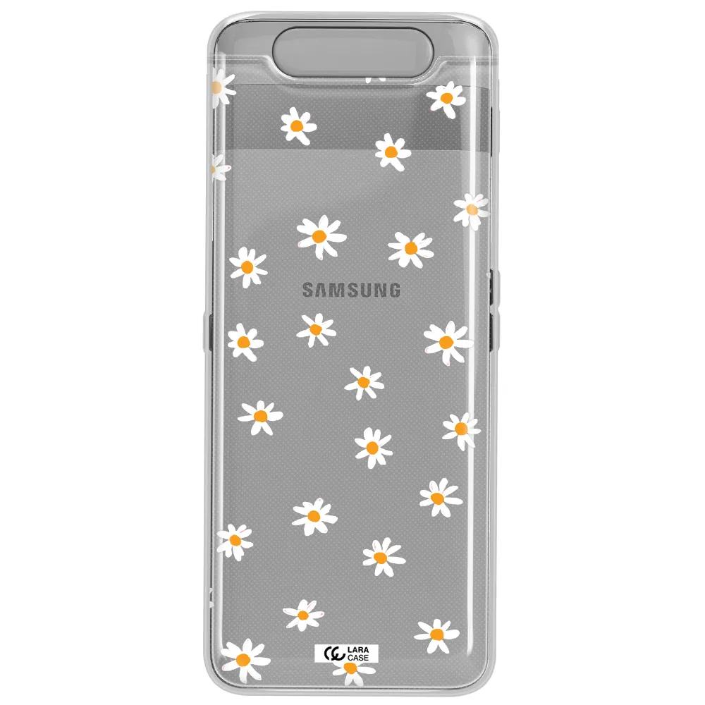 a white background with orange dots Samsung A80 Clear TPU Case