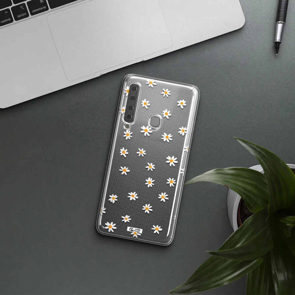 a white background with orange dots Samsung A9 2018 Clear TPU Case