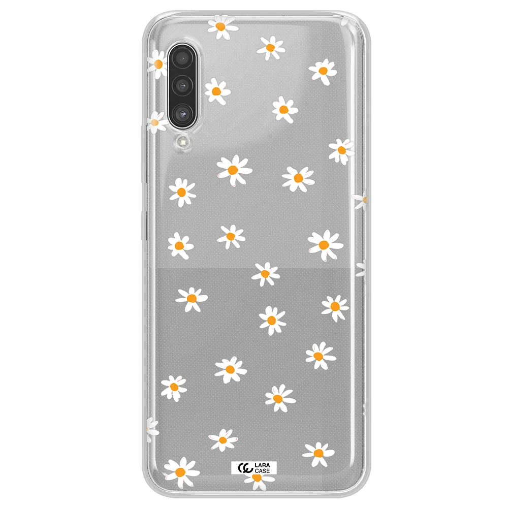 a white background with orange dots Samsung A90 Clear TPU Case
