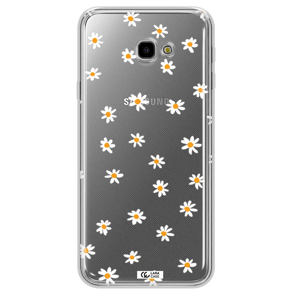 a white background with orange dots Samsung J4 Plus Clear TPU Case