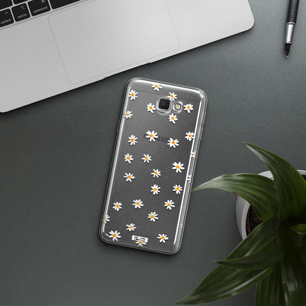 a white background with orange dots Samsung J5 Prime Clear TPU Case