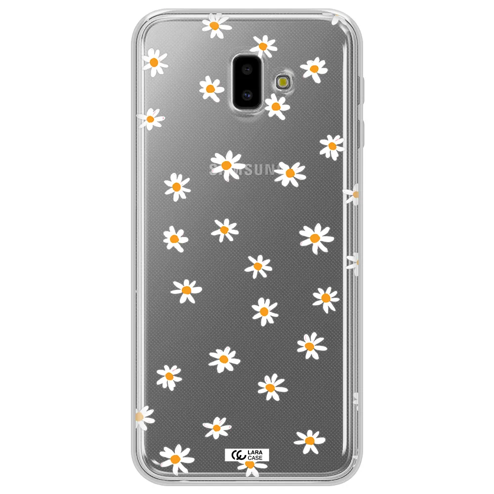 a white background with orange dots Samsung J6 Plus Clear TPU Case