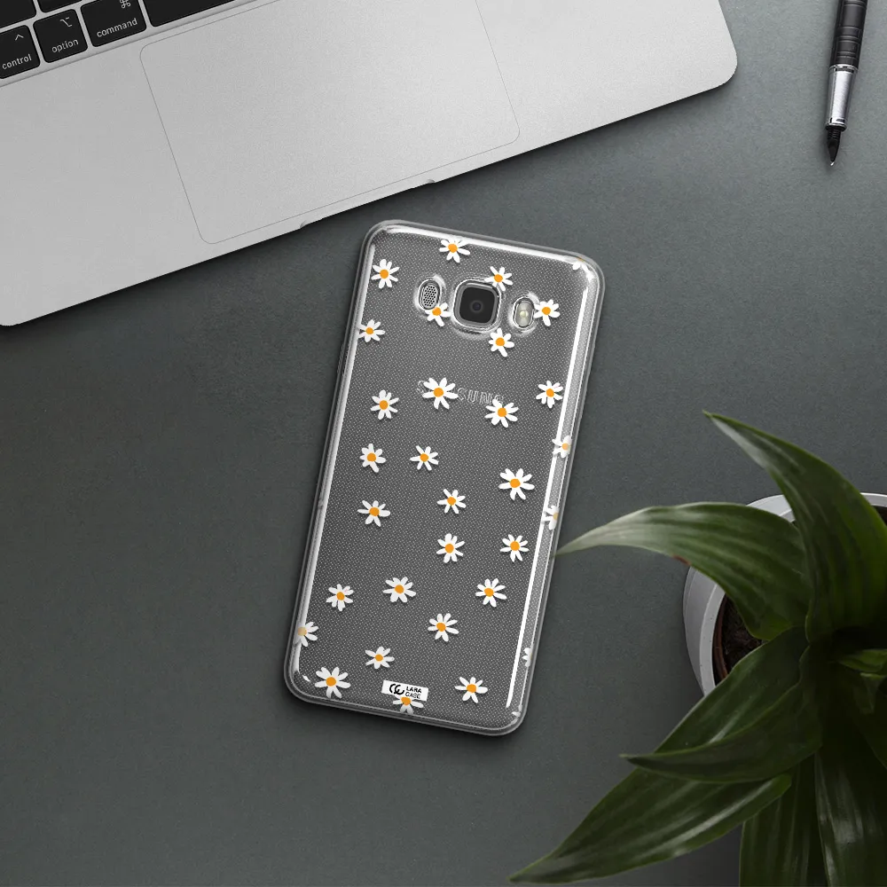 a white background with orange dots Samsung J7 2016 Clear TPU Case