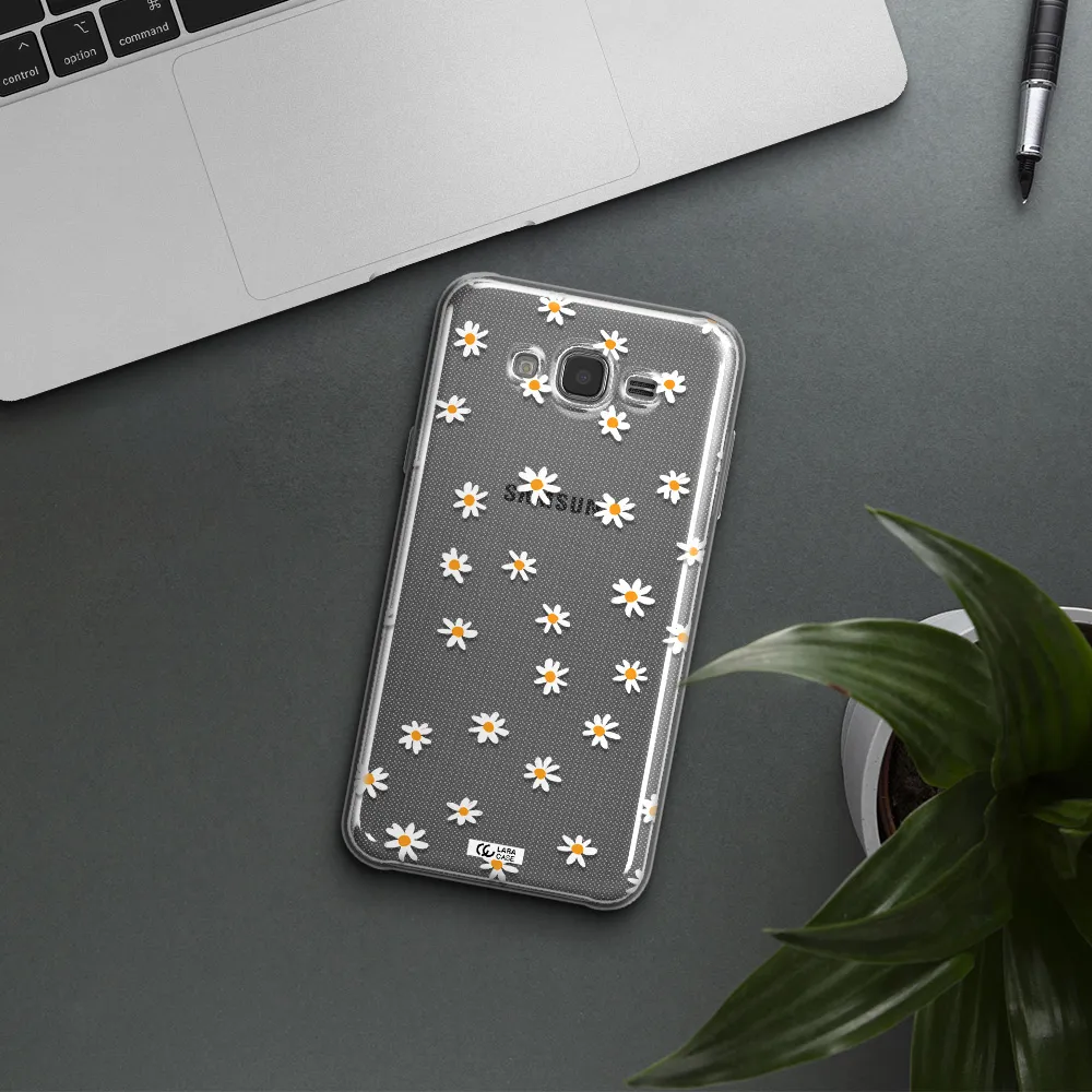 a white background with orange dots Samsung J7 Clear TPU Case
