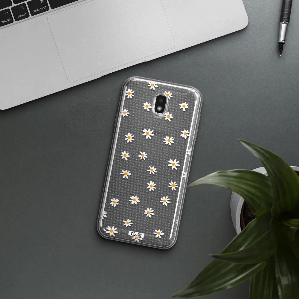 a white background with orange dots Samsung J7 Pro Clear TPU Case