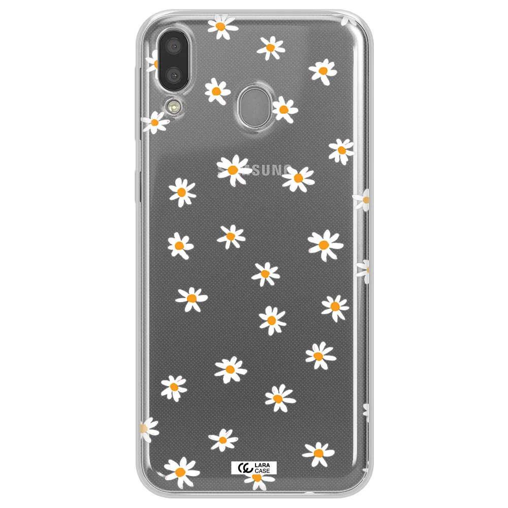 a white background with orange dots Samsung M20 Clear TPU Case