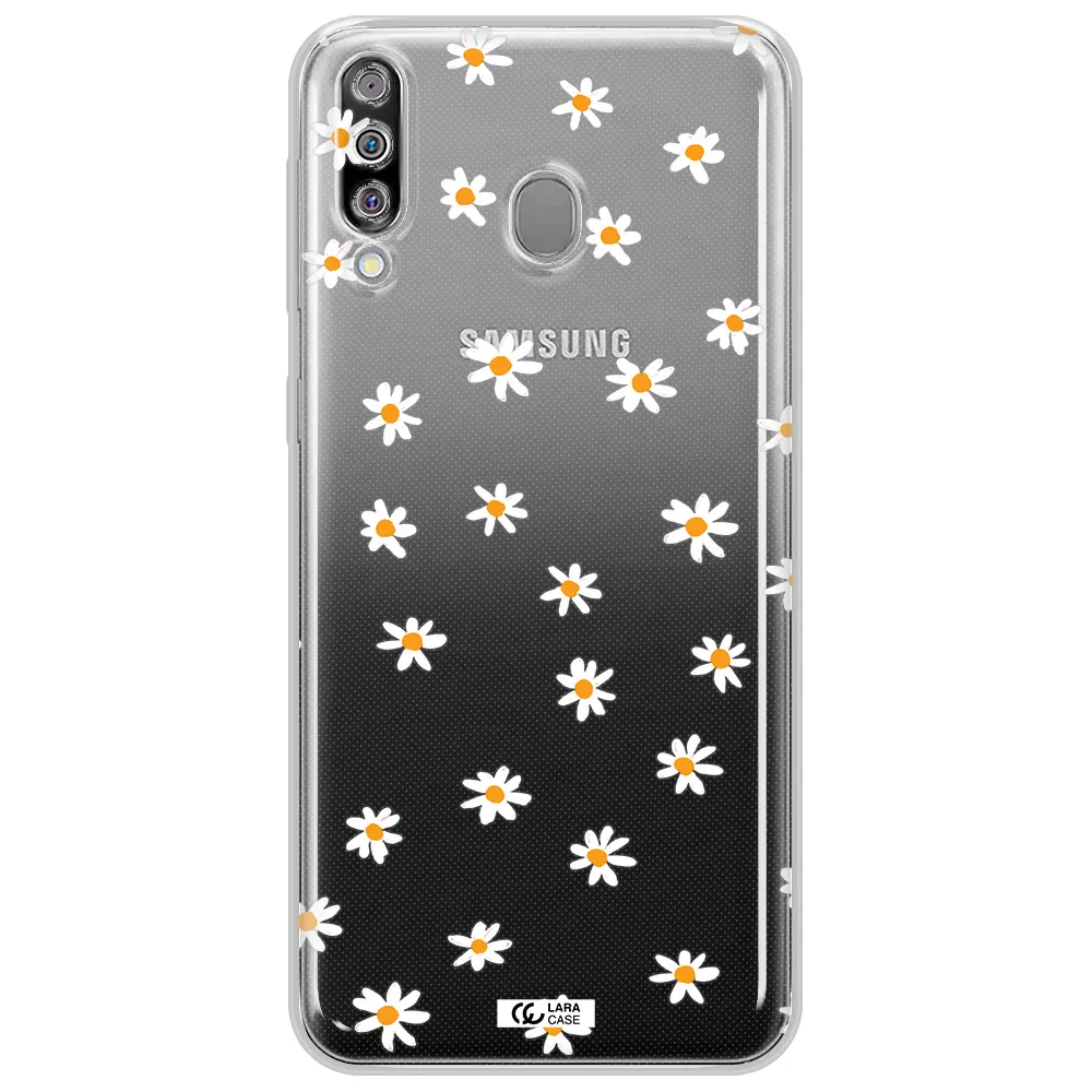 a white background with orange dots Samsung M30 Clear TPU Case