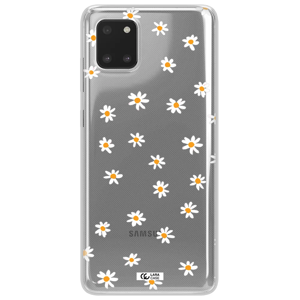 a white background with orange dots Samsung Note 10 Lite Clear TPU Case