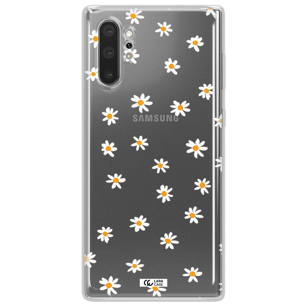 a white background with orange dots Samsung Note 10 Plus Clear TPU Case