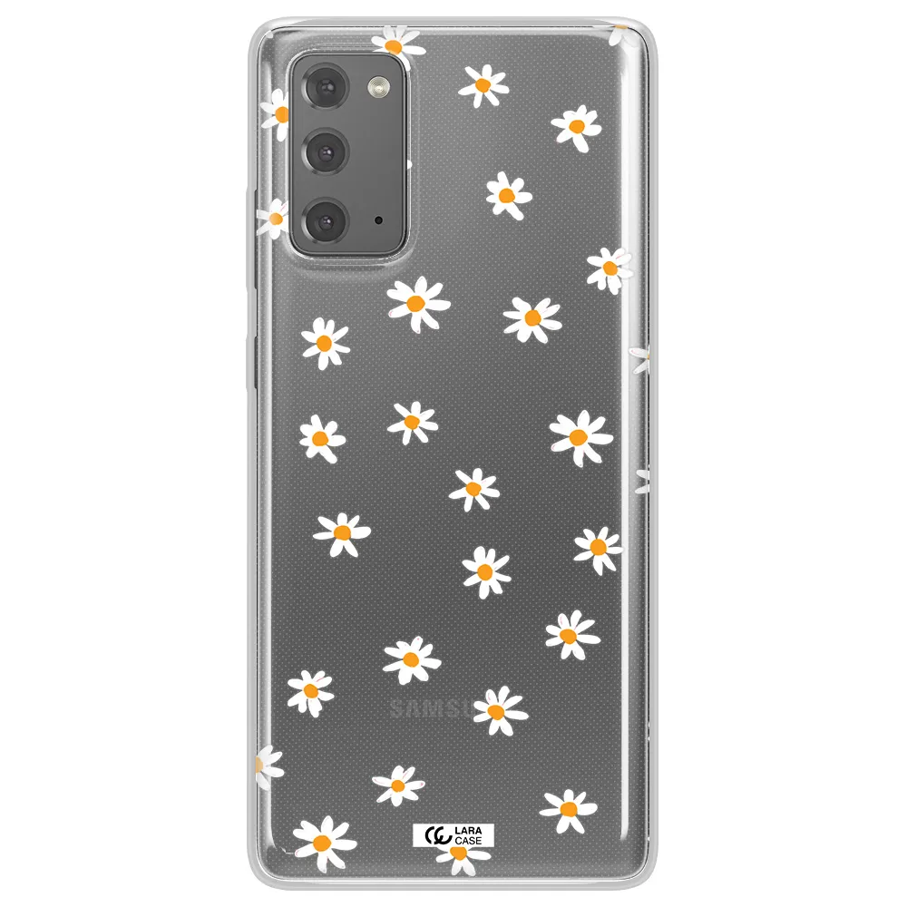 a white background with orange dots Samsung Note 20 Clear TPU Case