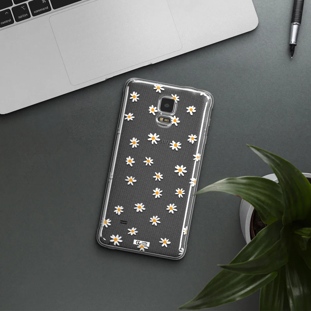 a white background with orange dots Samsung Note 4 Clear TPU Case