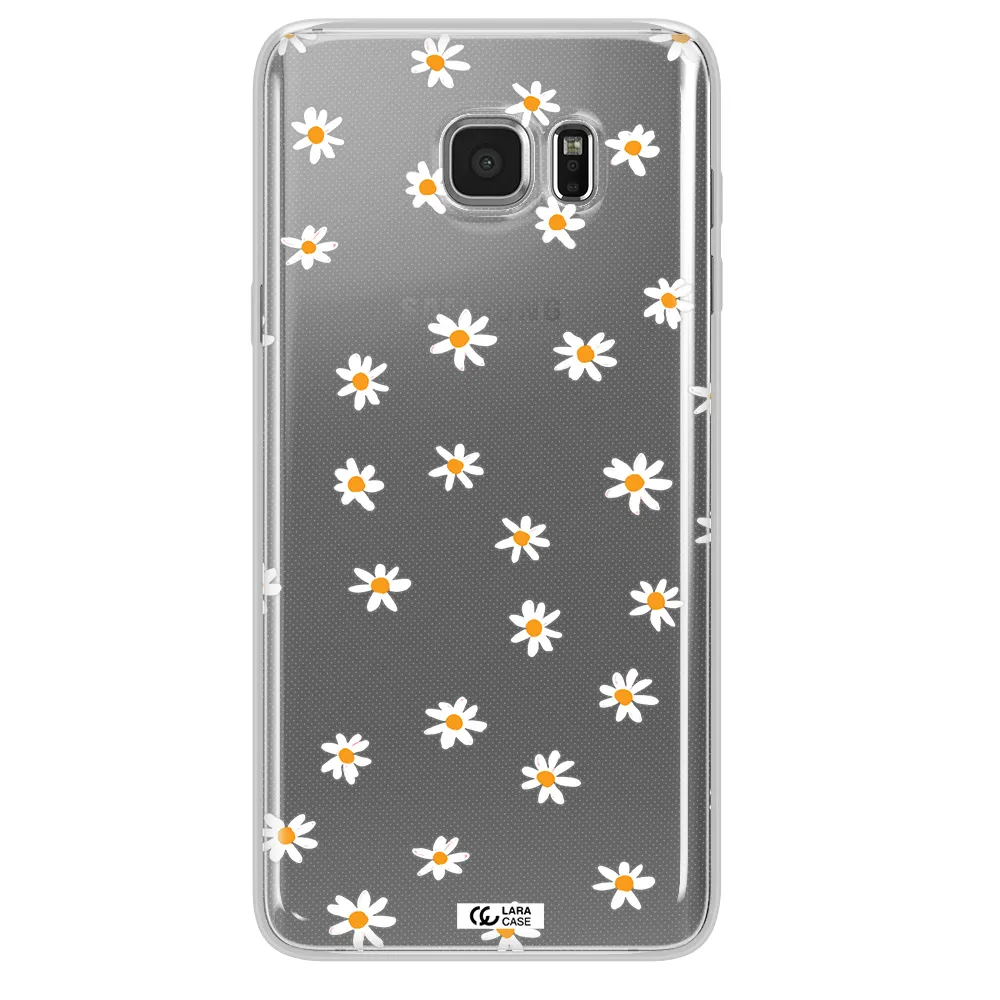 a white background with orange dots Samsung Note 5 Clear TPU Case