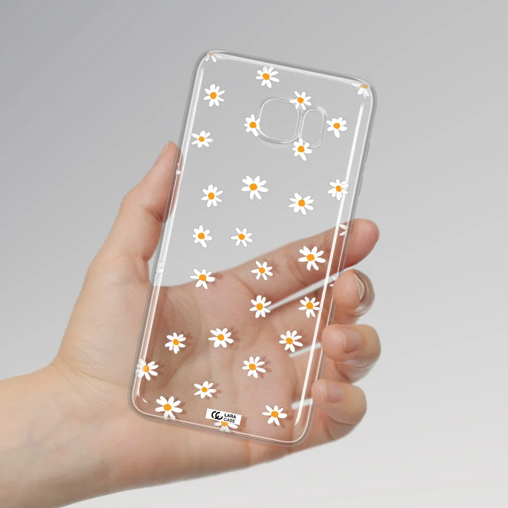 a white background with orange dots Samsung Note 5 Clear TPU Case