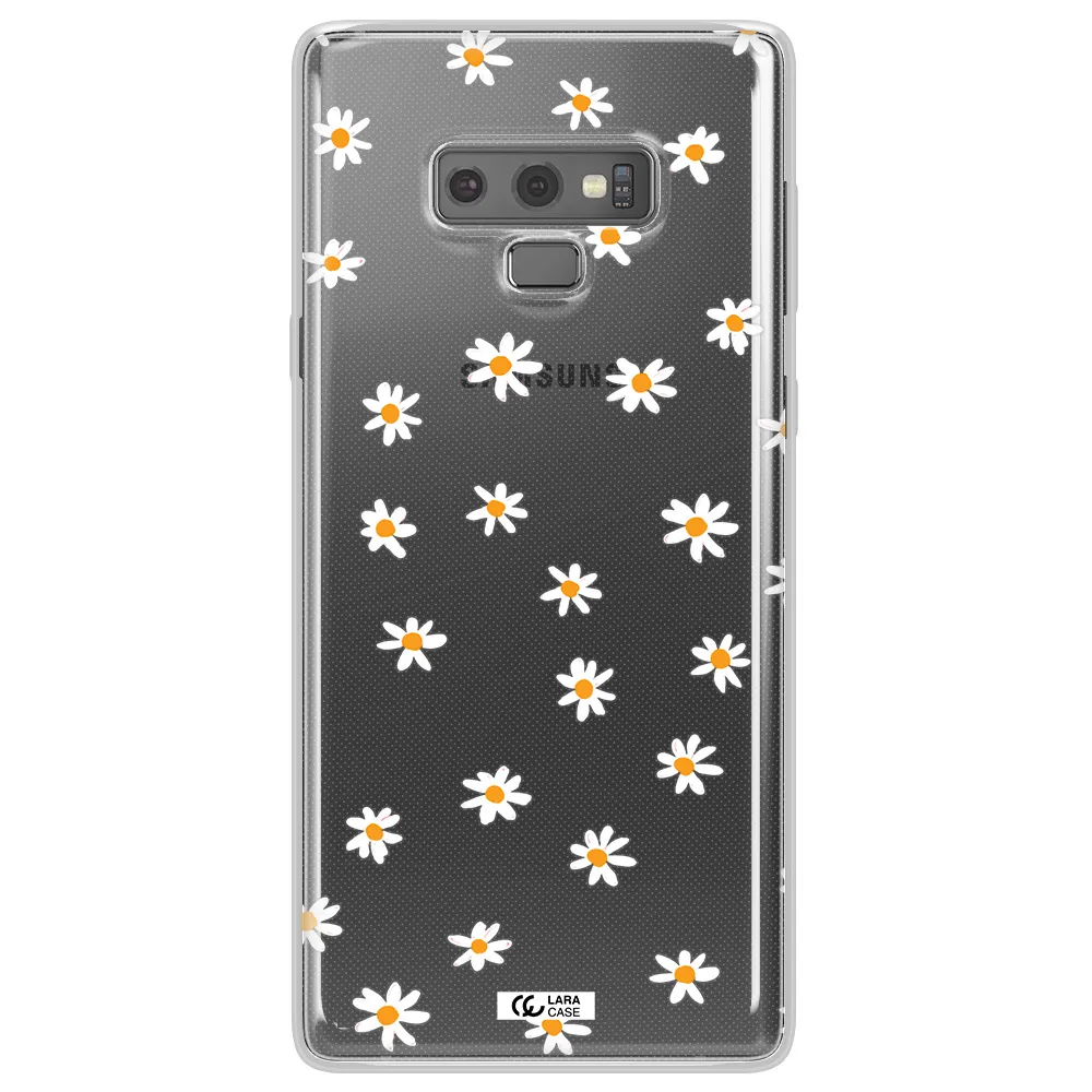 a white background with orange dots Samsung Note 9 Clear TPU Case