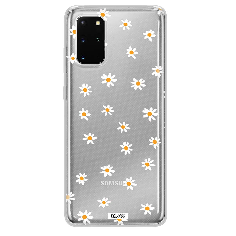 a white background with orange dots Samsung S 20 Plus Clear TPU Case