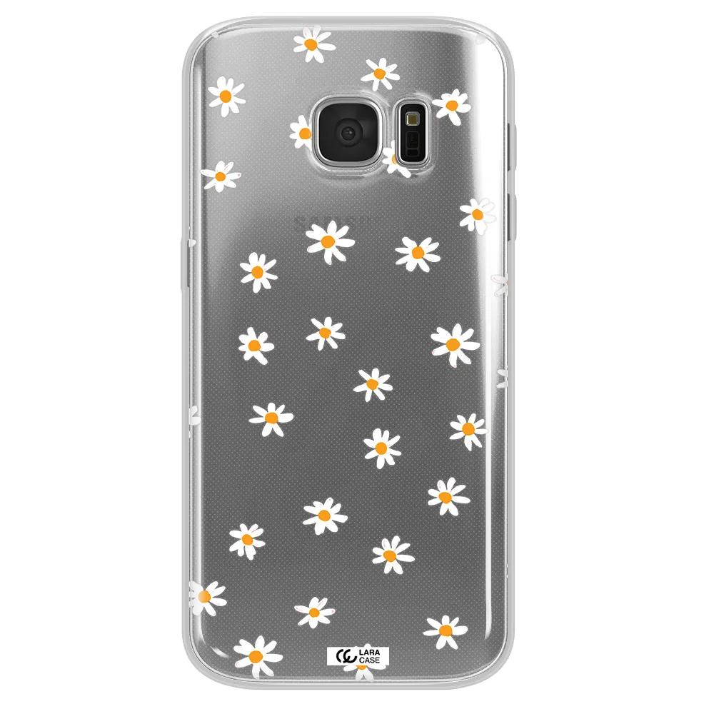 a white background with orange dots Samsung S 7 Clear TPU Case