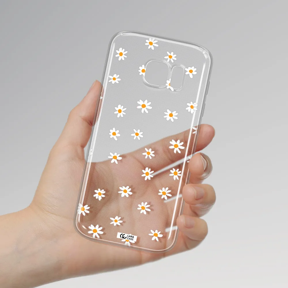 a white background with orange dots Samsung S 7 Clear TPU Case