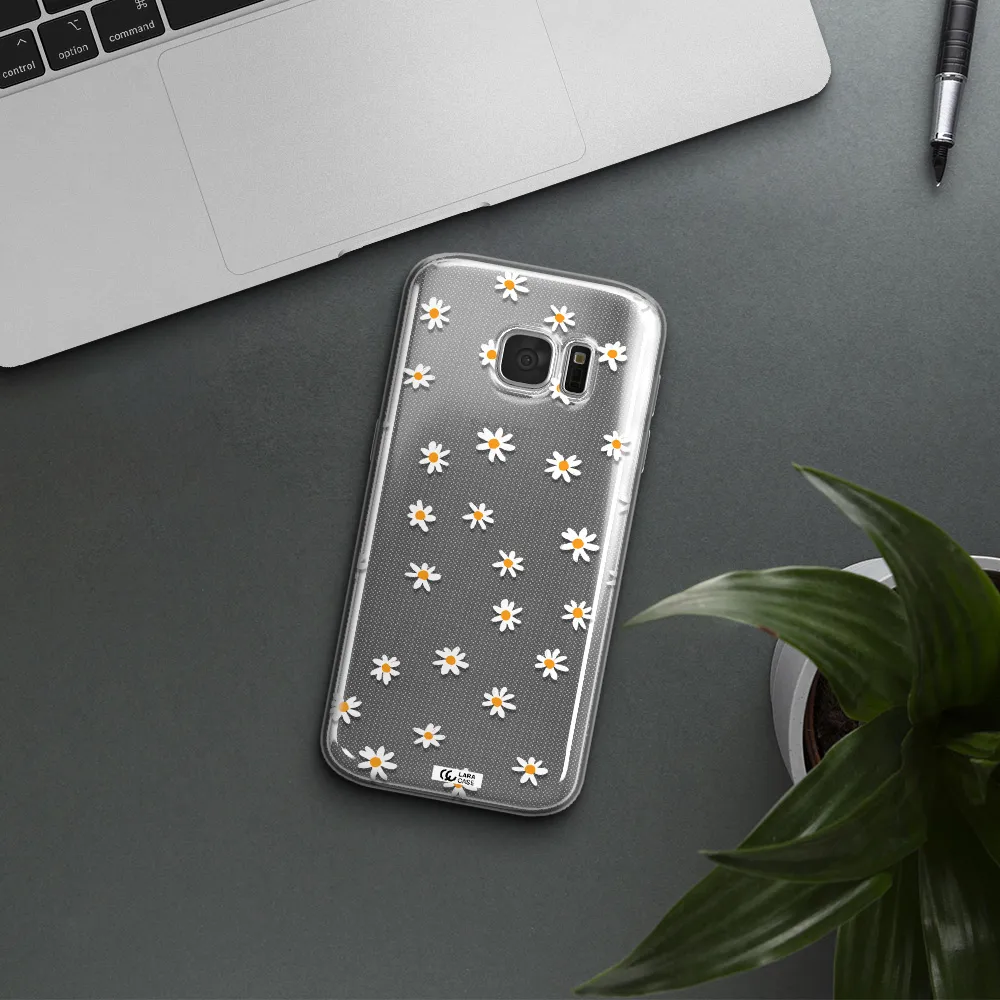 a white background with orange dots Samsung S 7 Clear TPU Case