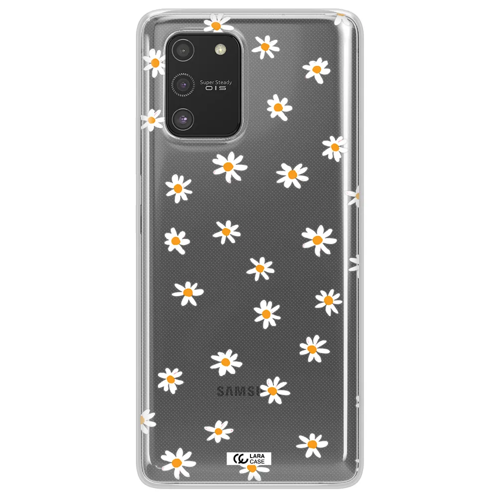 a white background with orange dots Samsung S10 Lite Clear TPU Case