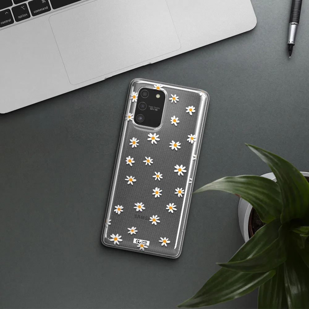 a white background with orange dots Samsung S10 Lite Clear TPU Case