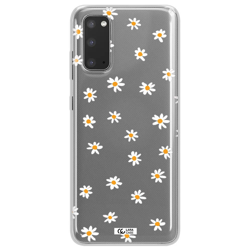 a white background with orange dots Samsung S20 Clear TPU Case
