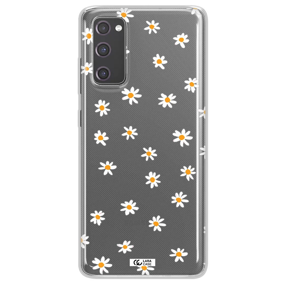 a white background with orange dots Samsung S20 Fe Clear TPU Case
