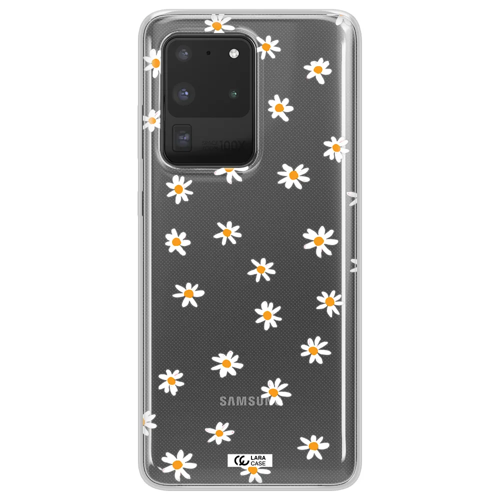 a white background with orange dots Samsung S20 Ultra Clear TPU Case