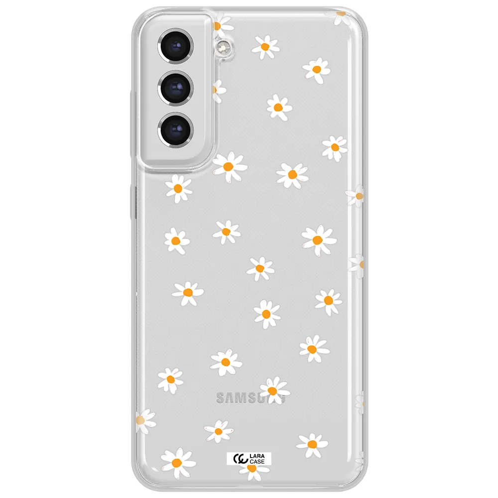 A White Background With Orange Dots Samsung S21 Fe Clear Tpu Case