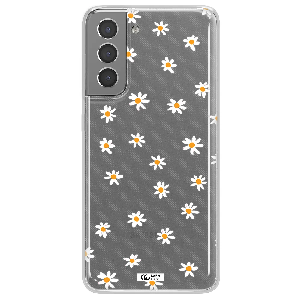 a white background with orange dots Samsung S21 Plus Clear TPU Case