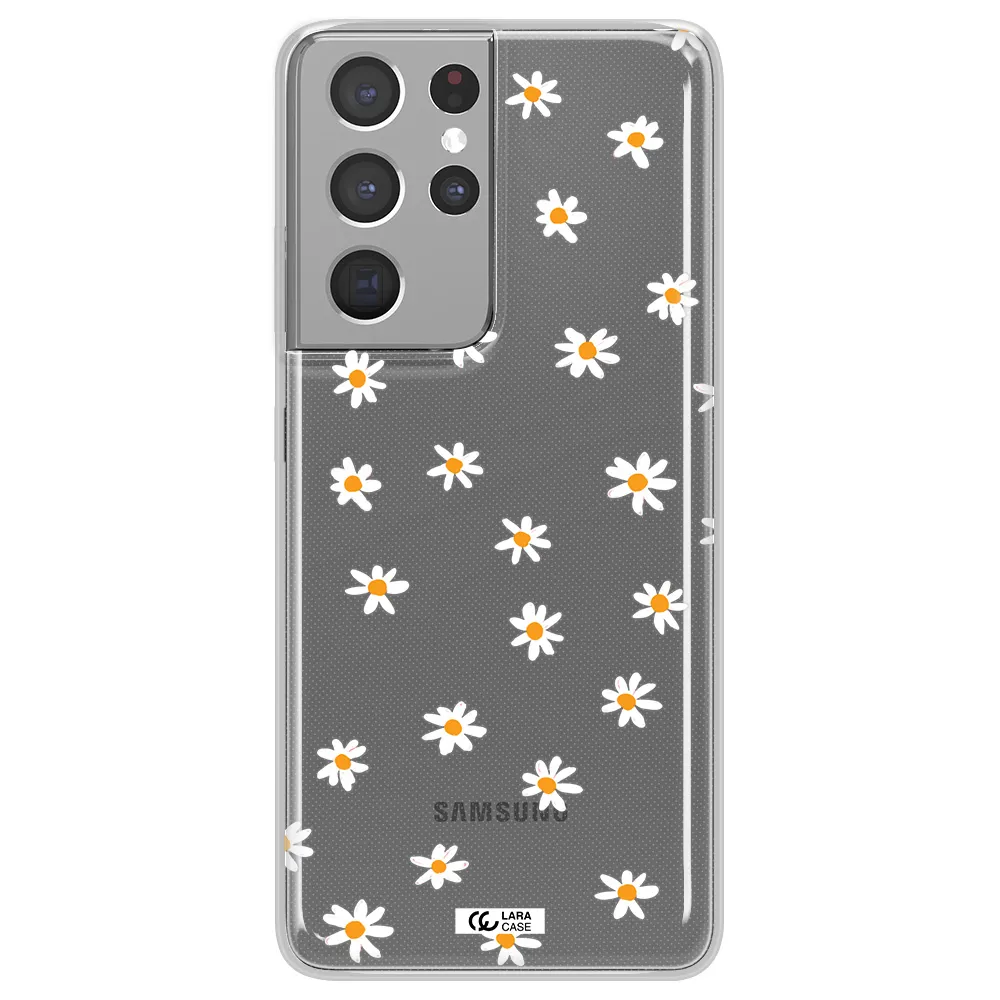 a white background with orange dots Samsung S21 Ultra Clear TPU Case