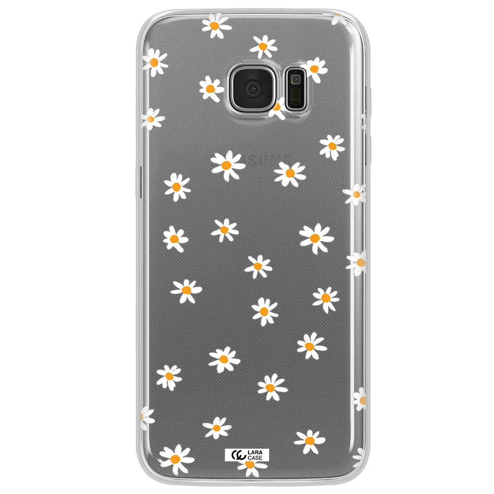 a white background with orange dots Samsung S7 Edge Clear TPU Case