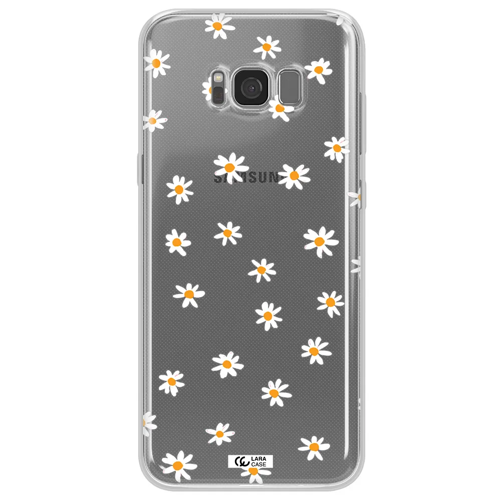a white background with orange dots Samsung S8 Clear TPU Case
