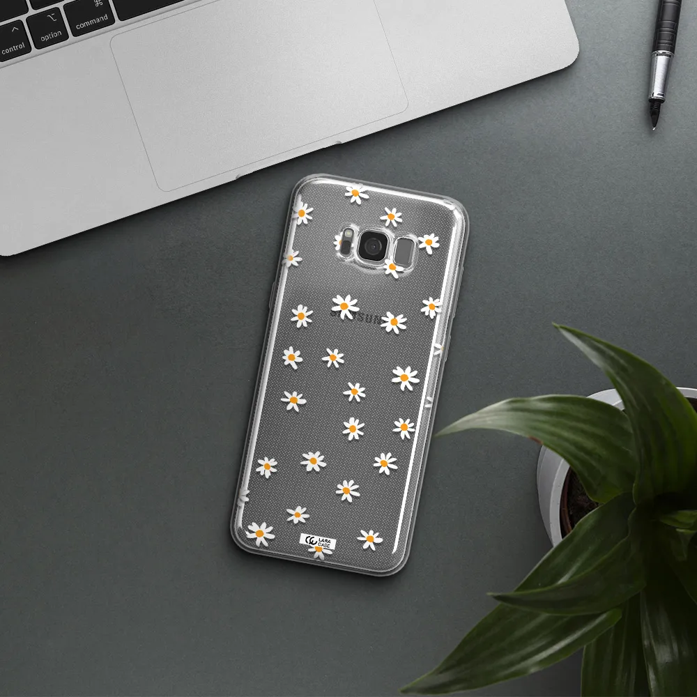 a white background with orange dots Samsung S8 Plus Clear TPU Case