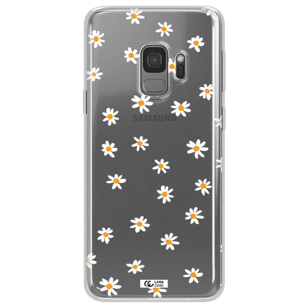 a white background with orange dots Samsung S9 Clear TPU Case