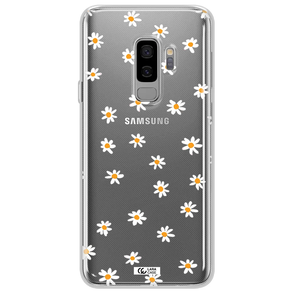 a white background with orange dots Samsung S9 Plus Clear TPU Case