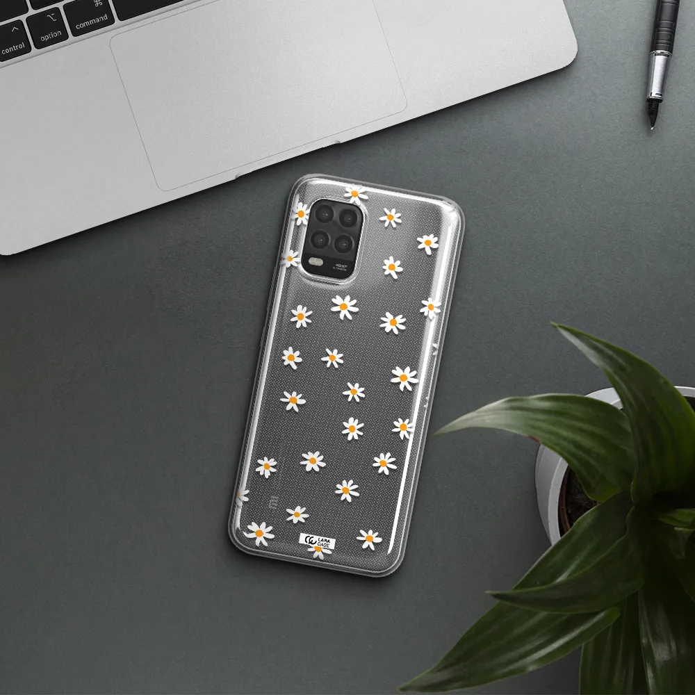 a white background with orange dots Xiaomi Mi 10 Lite Clear TPU Case