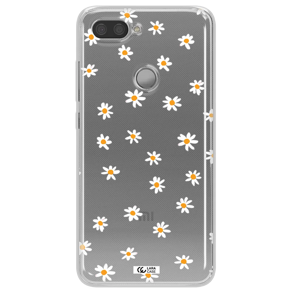 a white background with orange dots Xiaomi Mi 8 Lite Clear TPU Case
