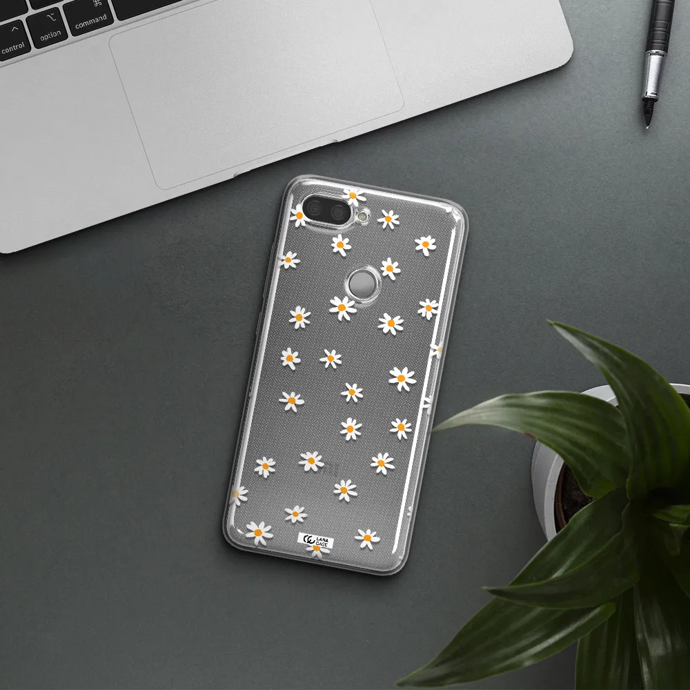 a white background with orange dots Xiaomi Mi 8 Lite Clear TPU Case