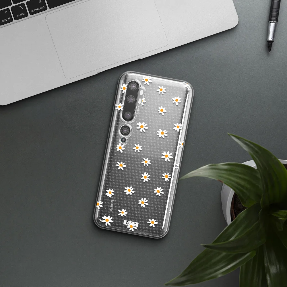 a white background with orange dots Xiaomi Mi Note 10 Clear TPU Case