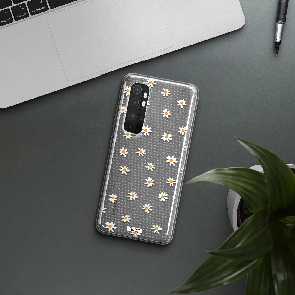 a white background with orange dots Xiaomi Mi Note 10 Lite Clear TPU Case