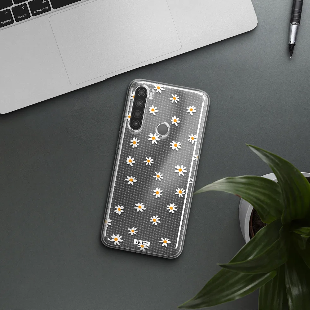 a white background with orange dots Xiaomi Note 8 Clear TPU Case