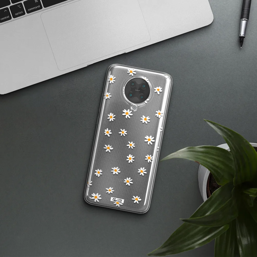 a white background with orange dots Xiaomi Poco F2 Pro Clear TPU Case