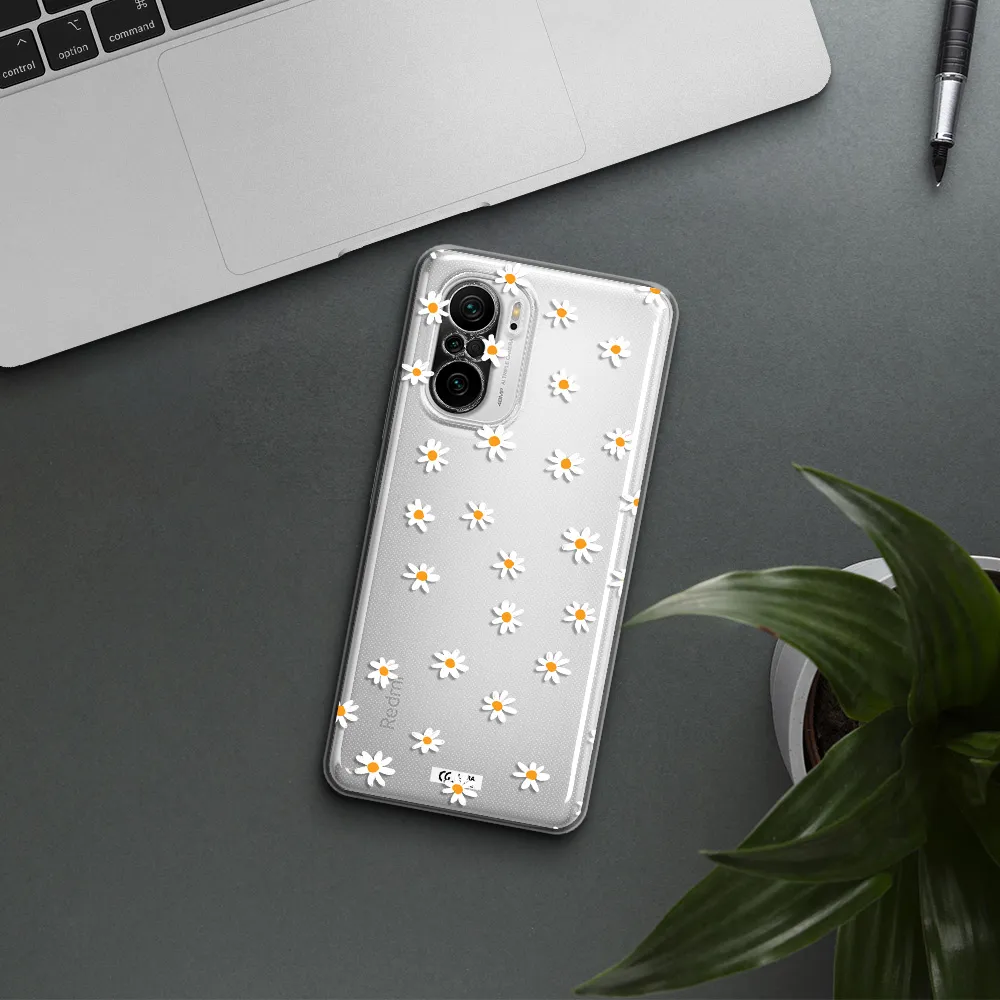 A White Background With Orange Dots Xiaomi Poco F3 Clear Tpu Case