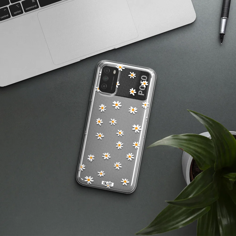 a white background with orange dots Xiaomi Poco M3 Clear TPU Case