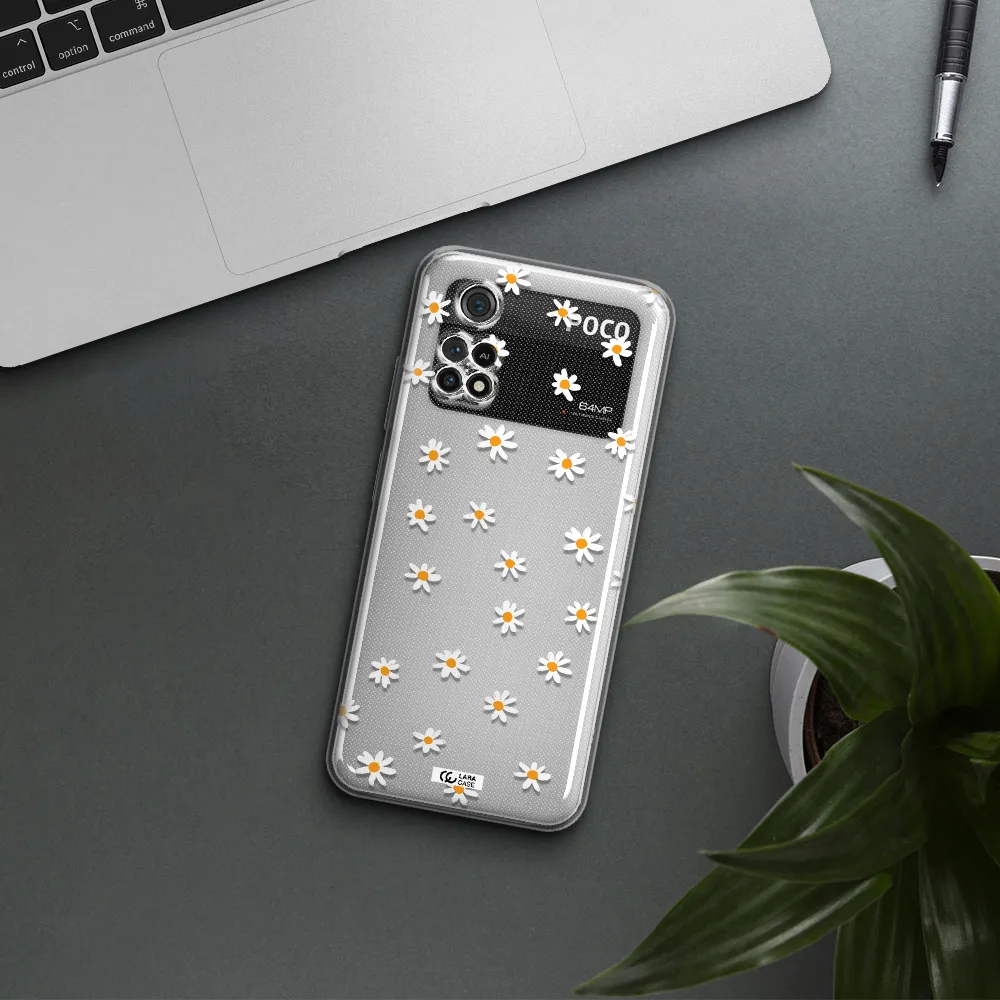 A White Background With Orange Dots Xiaomi Poco M4 Pro 4G Clear Tpu Case