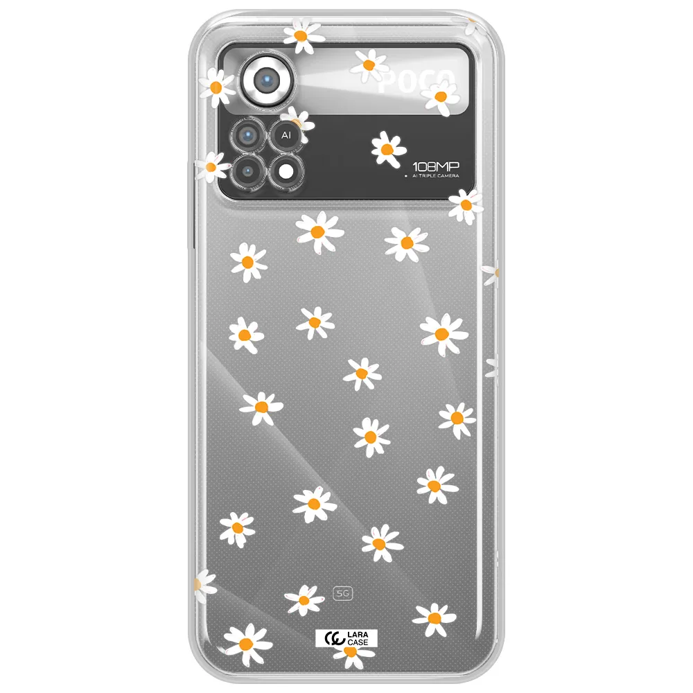 a white background with orange dots Xiaomi Poco X4 Pro Clear TPU Case