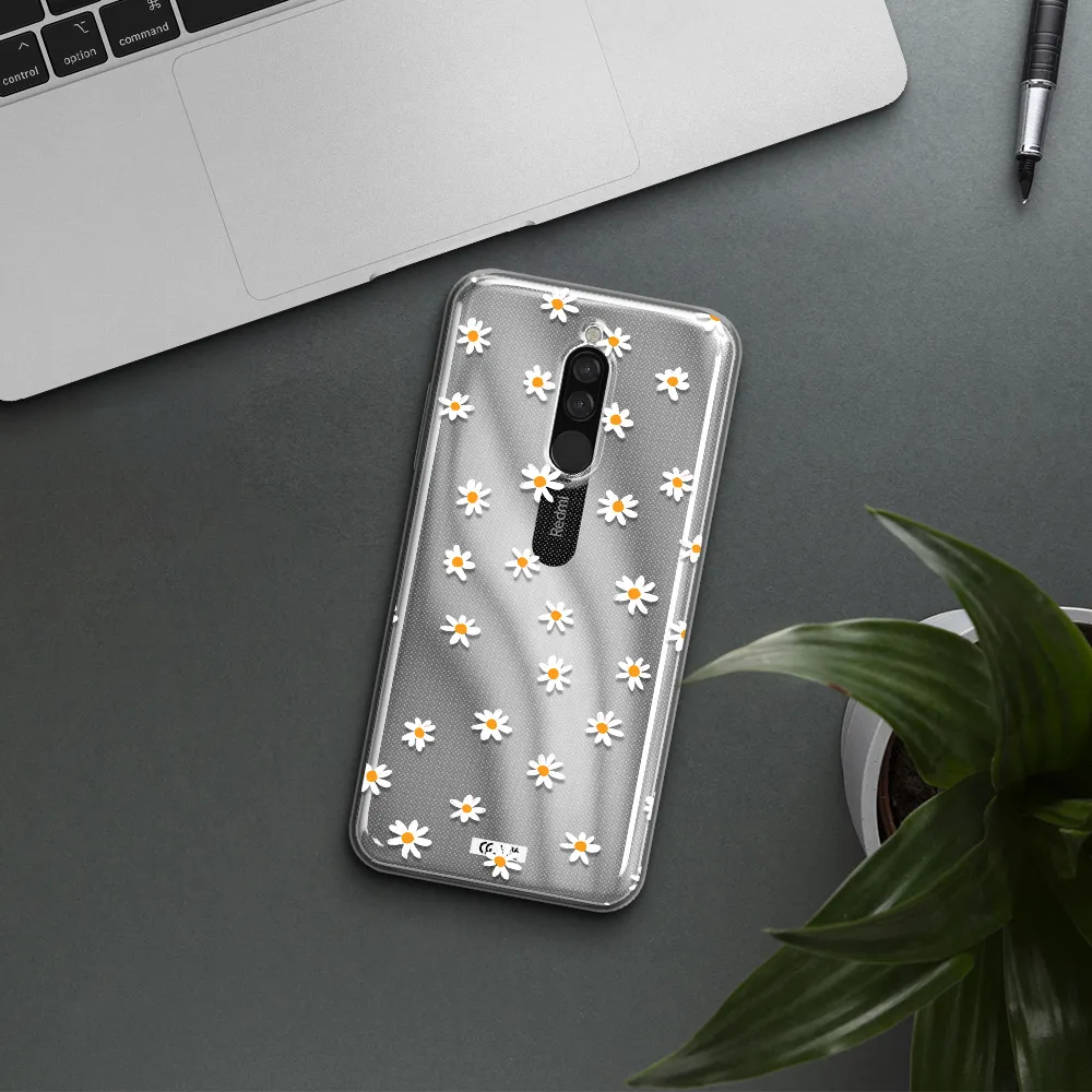 A White Background With Orange Dots Xiaomi Redmi 8 Clear Tpu Case