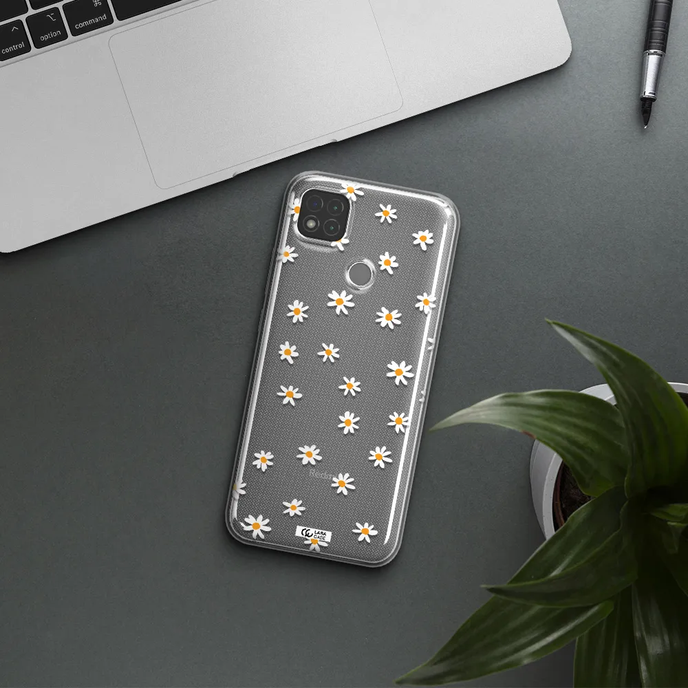 a white background with orange dots Xiaomi Redmi 9C Clear TPU Case