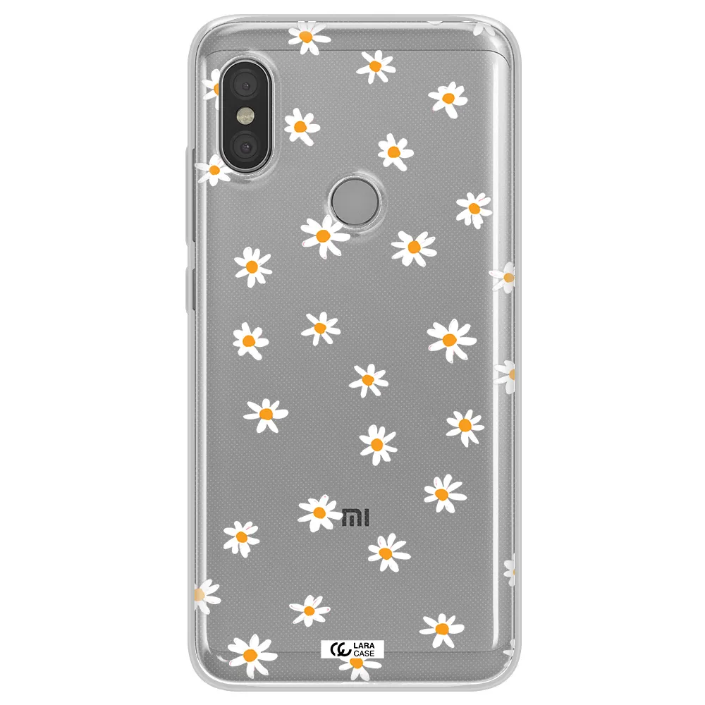 a white background with orange dots Xiaomi Redmi Note 6 Pro Clear TPU Case